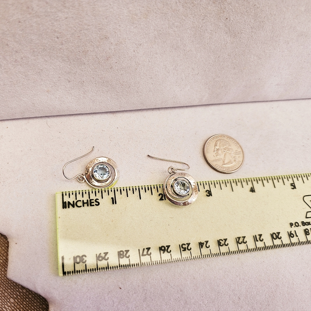 PZ Israel 925 Silver Blue Topaz Earrings - Picture 8 of 10